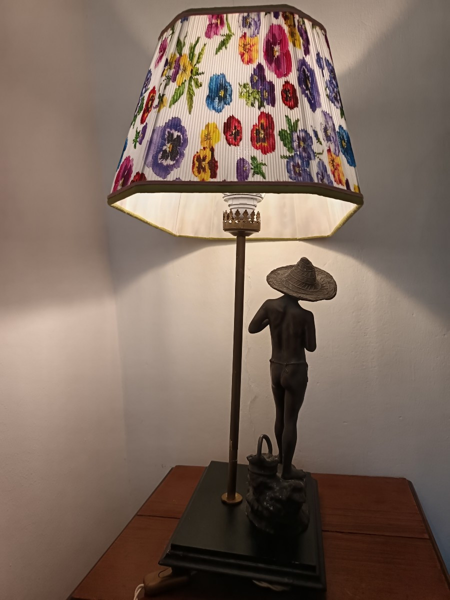 Lampada con pescatorello in bronzo 800 Giovanni Varlese-photo-4