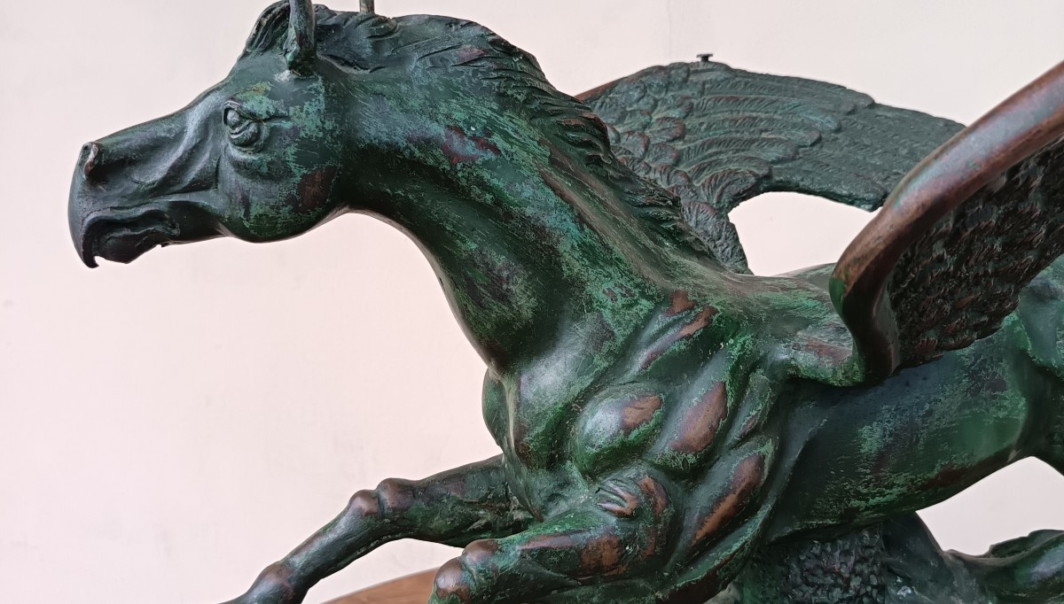 Scultura Razionalista in bronzo del 1930 Ippogrifo-photo-4