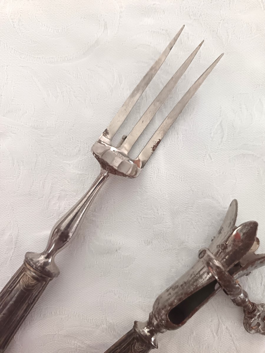 Forchettone e morsa per arrosto del XIX secolo-photo-3