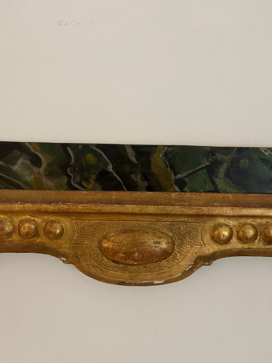 Cornice in legno dorato al mercurio veneziana del 700 con cimasa-photo-1