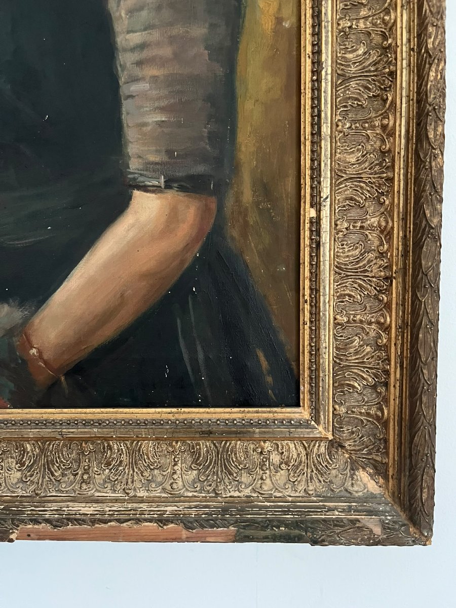 Olio su tela fine 800 attr scuola Giovanni Boldini- Nobildonna-photo-3