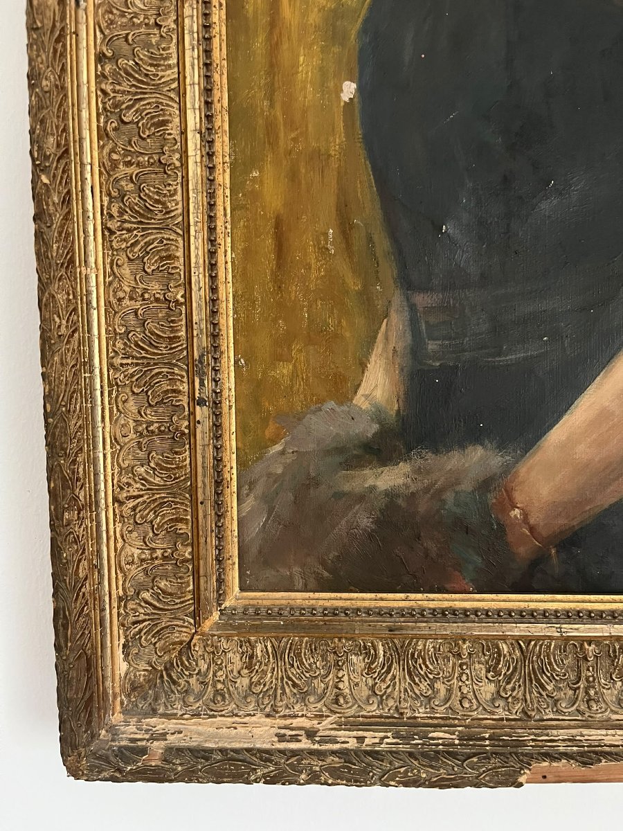 Olio su tela fine 800 attr scuola Giovanni Boldini- Nobildonna-photo-4