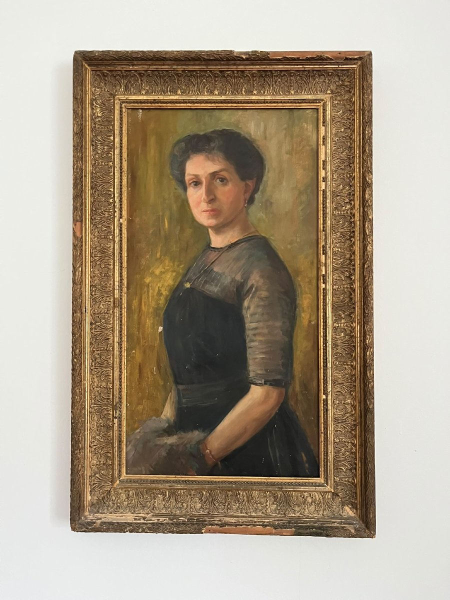 Olio su tela fine 800 attr scuola Giovanni Boldini- Nobildonna
