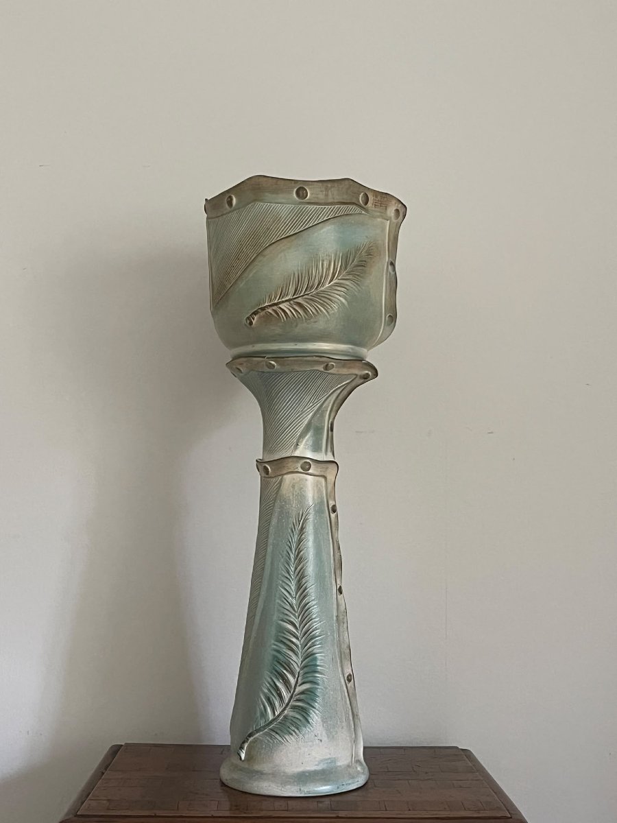 Colonna e portavaso argilla dipinta America 1910-20