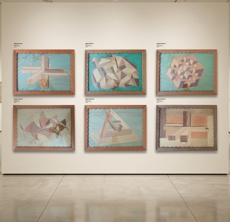 6 pannelli da boiserie intarsiati periodo Futurista 1940