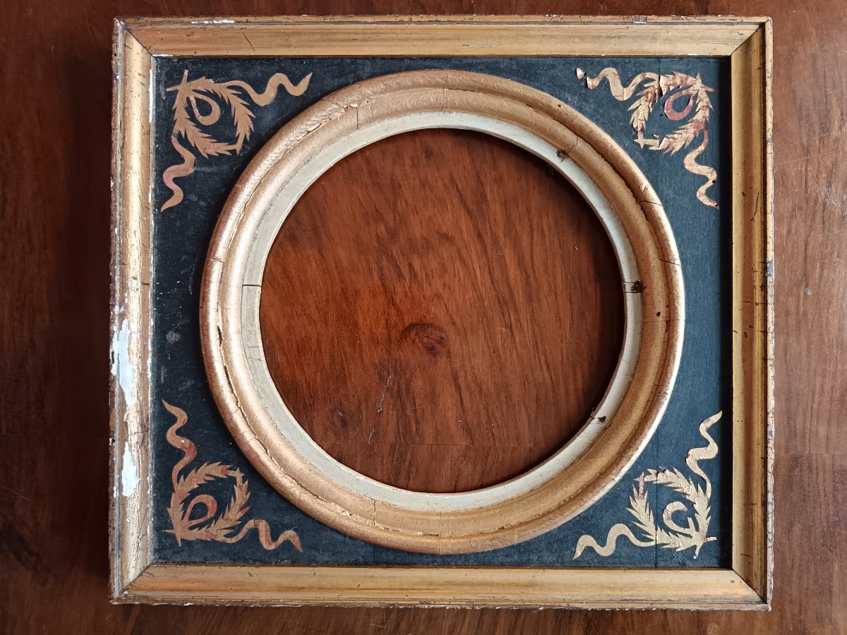 Cornice legno ebanizzato e oror zecchino del 700