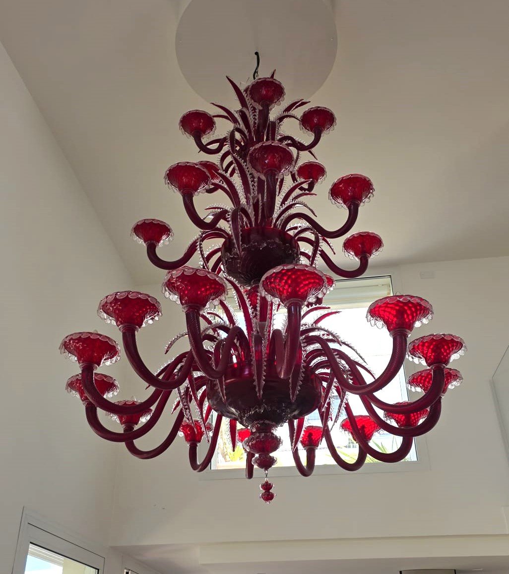 Lampadario "Agave" 1930 vetro di Murano-photo-2