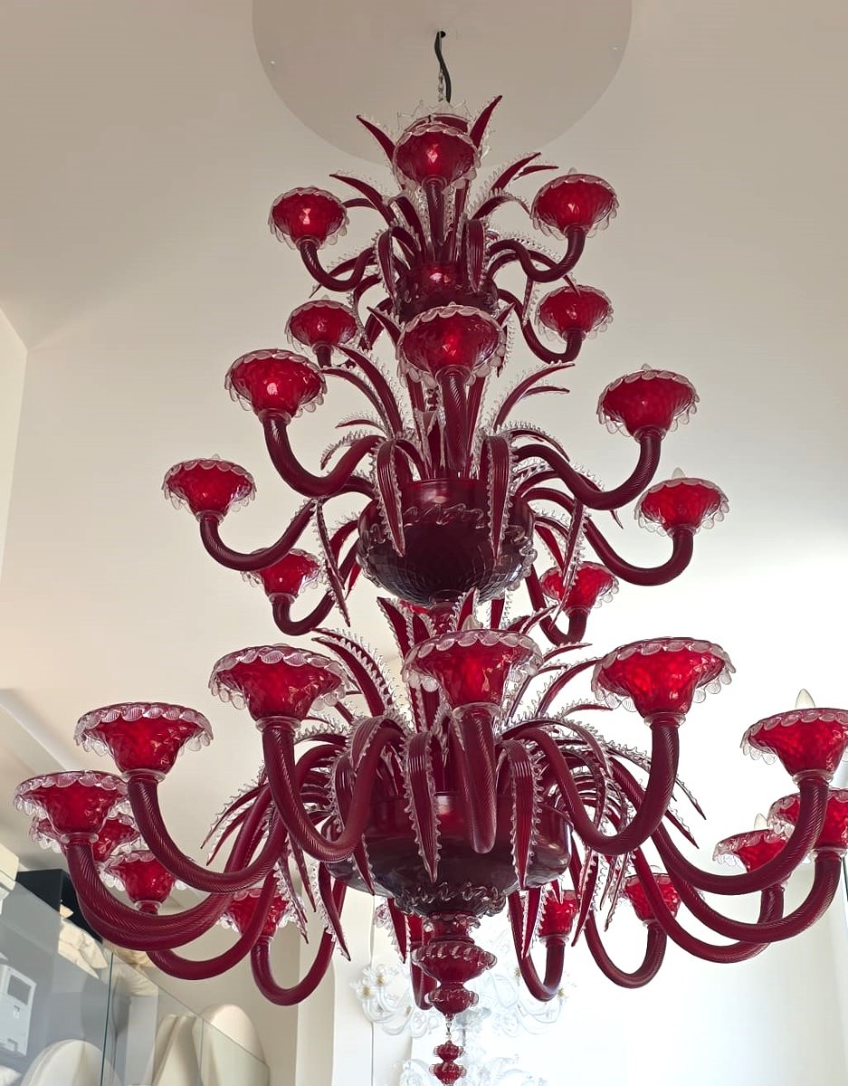 Lampadario "Agave" 1930 vetro di Murano-photo-3