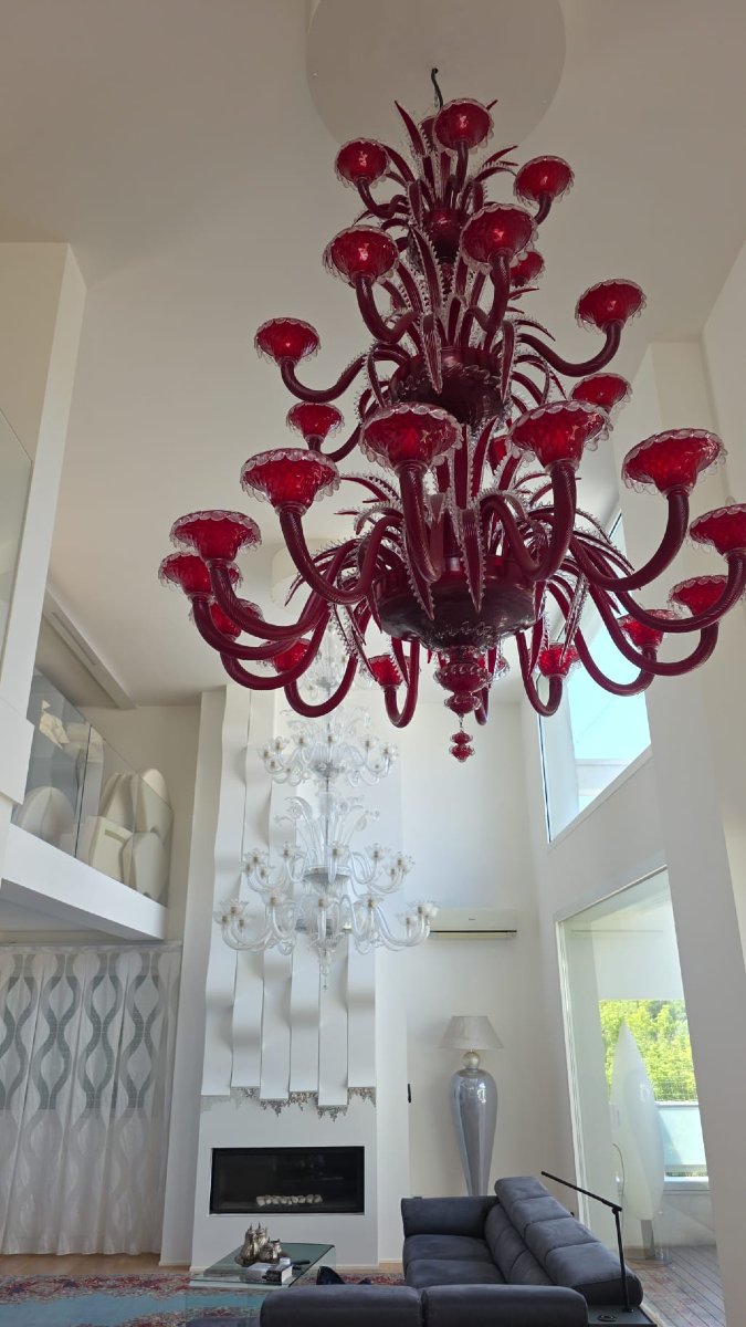 Lampadario "Agave" 1930 vetro di Murano-photo-4