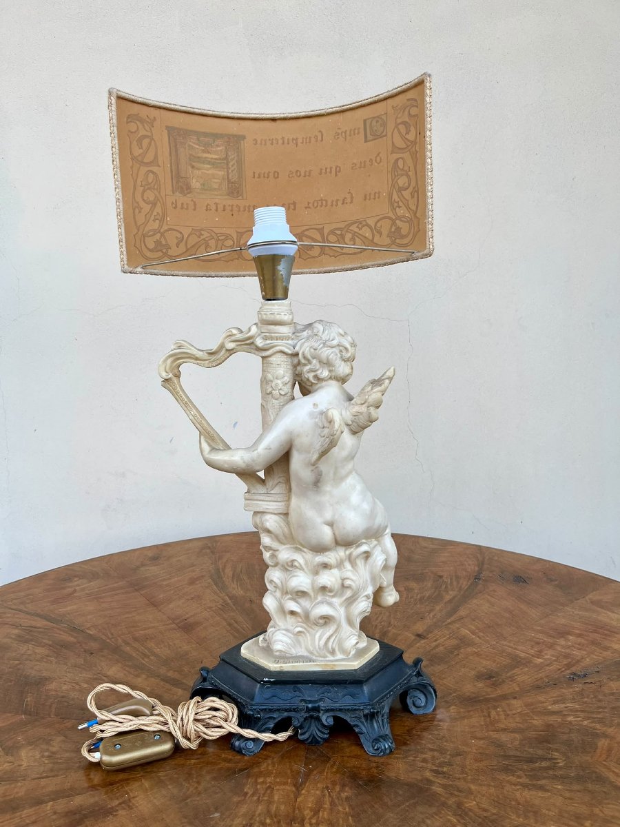 Lampada da tavolo bachelite cupido suona un'arpa 1940-photo-3