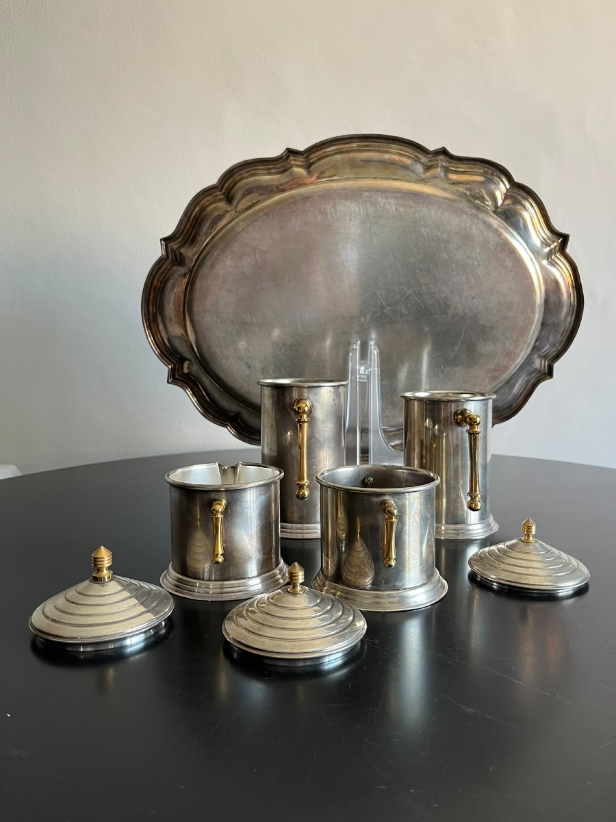 Servizio Art Decò da thè inglese in Silver Plate 1930-photo-2