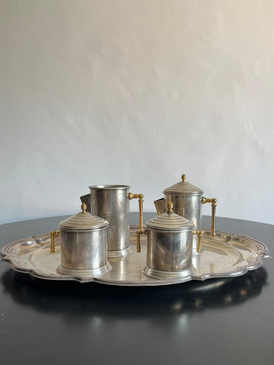 Servizio Art Decò da thè inglese in Silver Plate 1930-photo-3