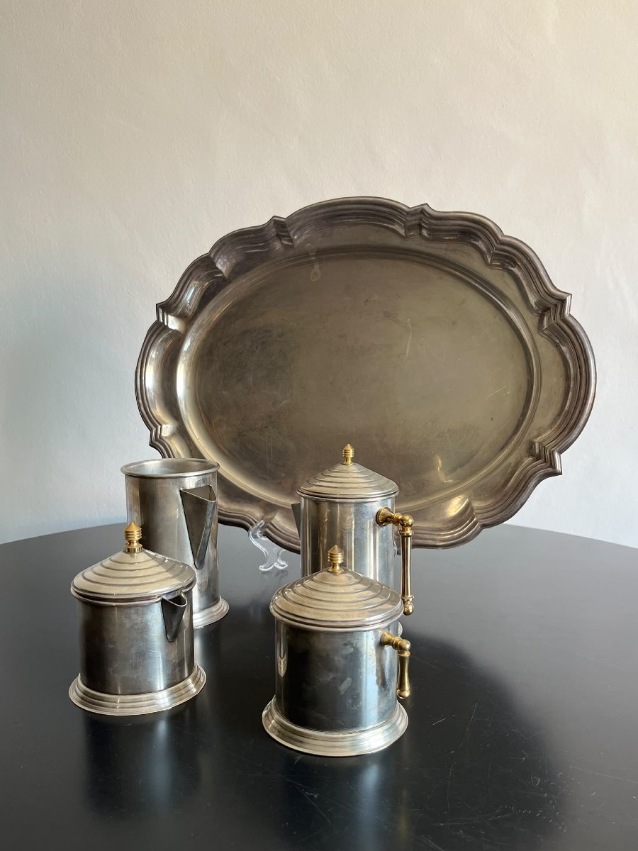 Servizio Art Decò da thè inglese in Silver Plate 1930-photo-4