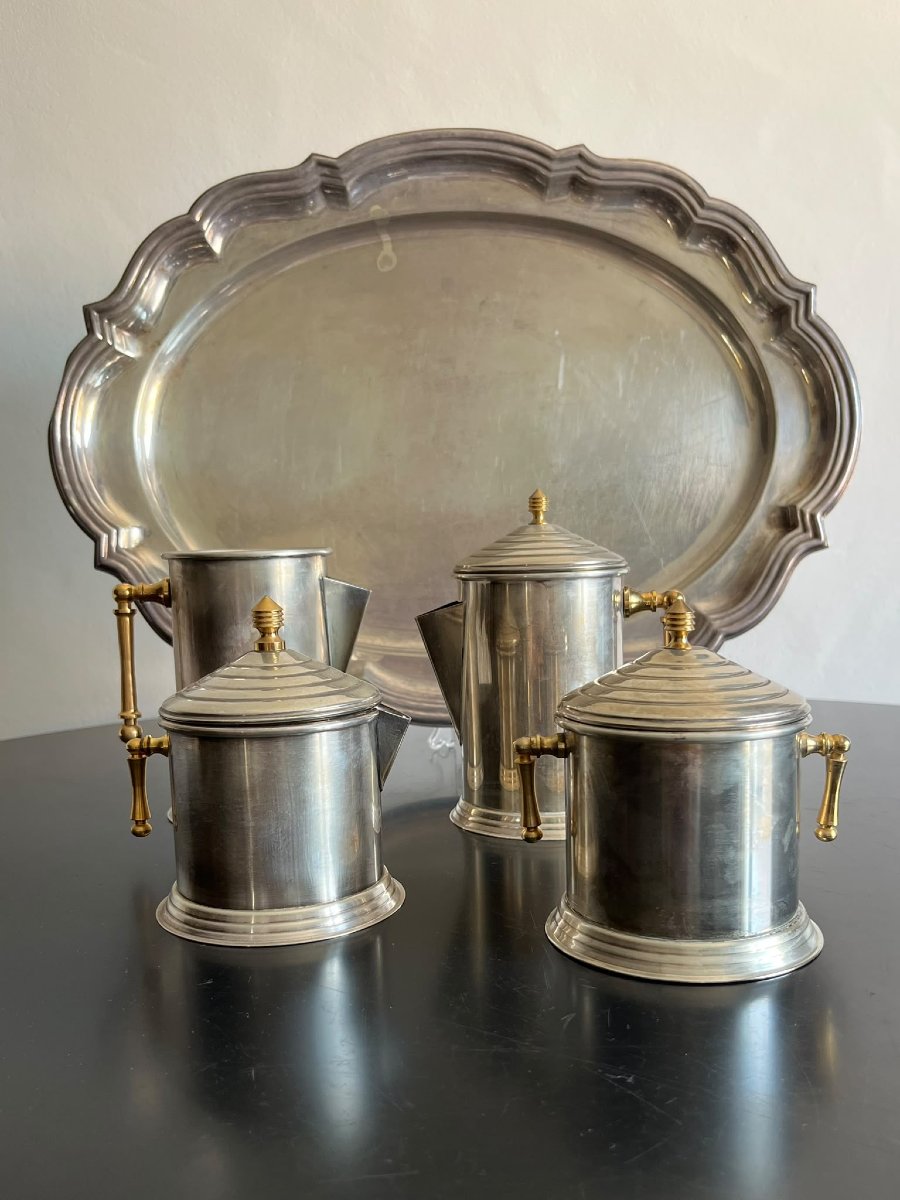 Servizio Art Decò da thè inglese in Silver Plate 1930