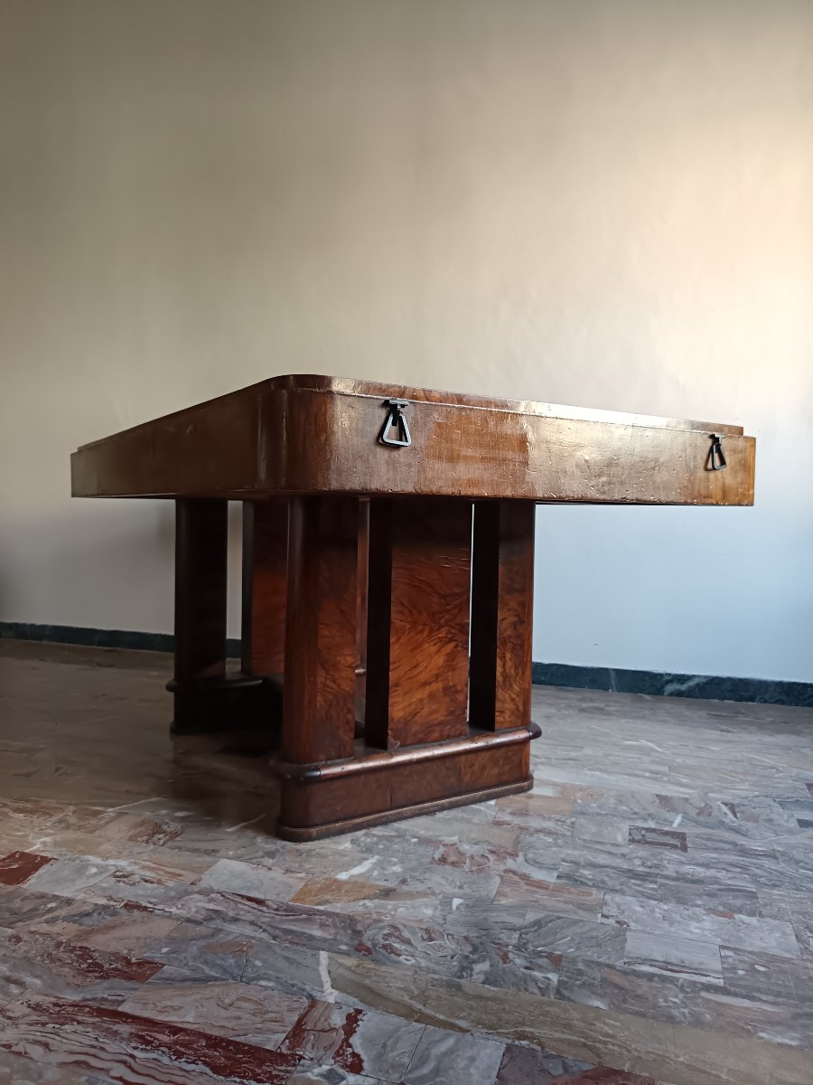 Tavolo razionalista 1940 italiano in noce Art Decò-photo-2