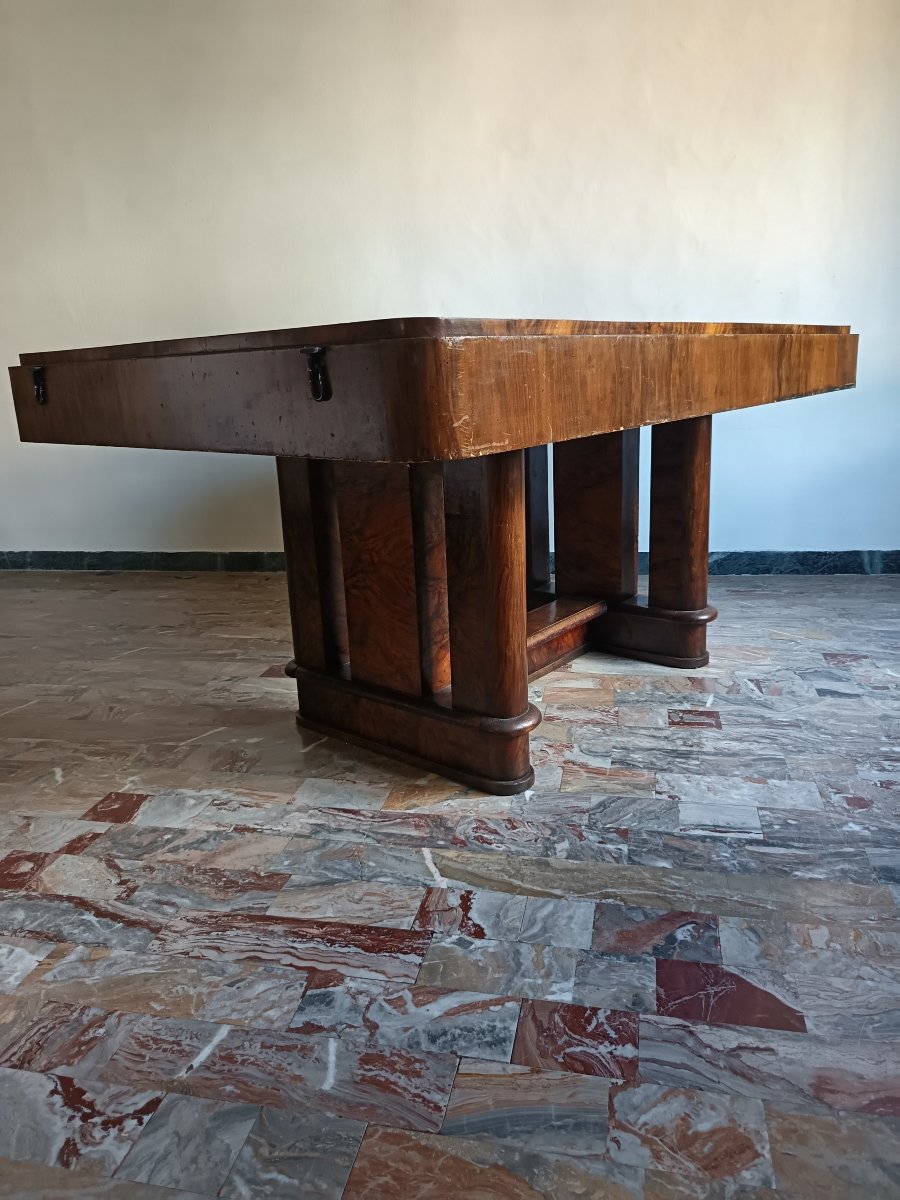 Tavolo razionalista 1940 italiano in noce Art Decò-photo-1
