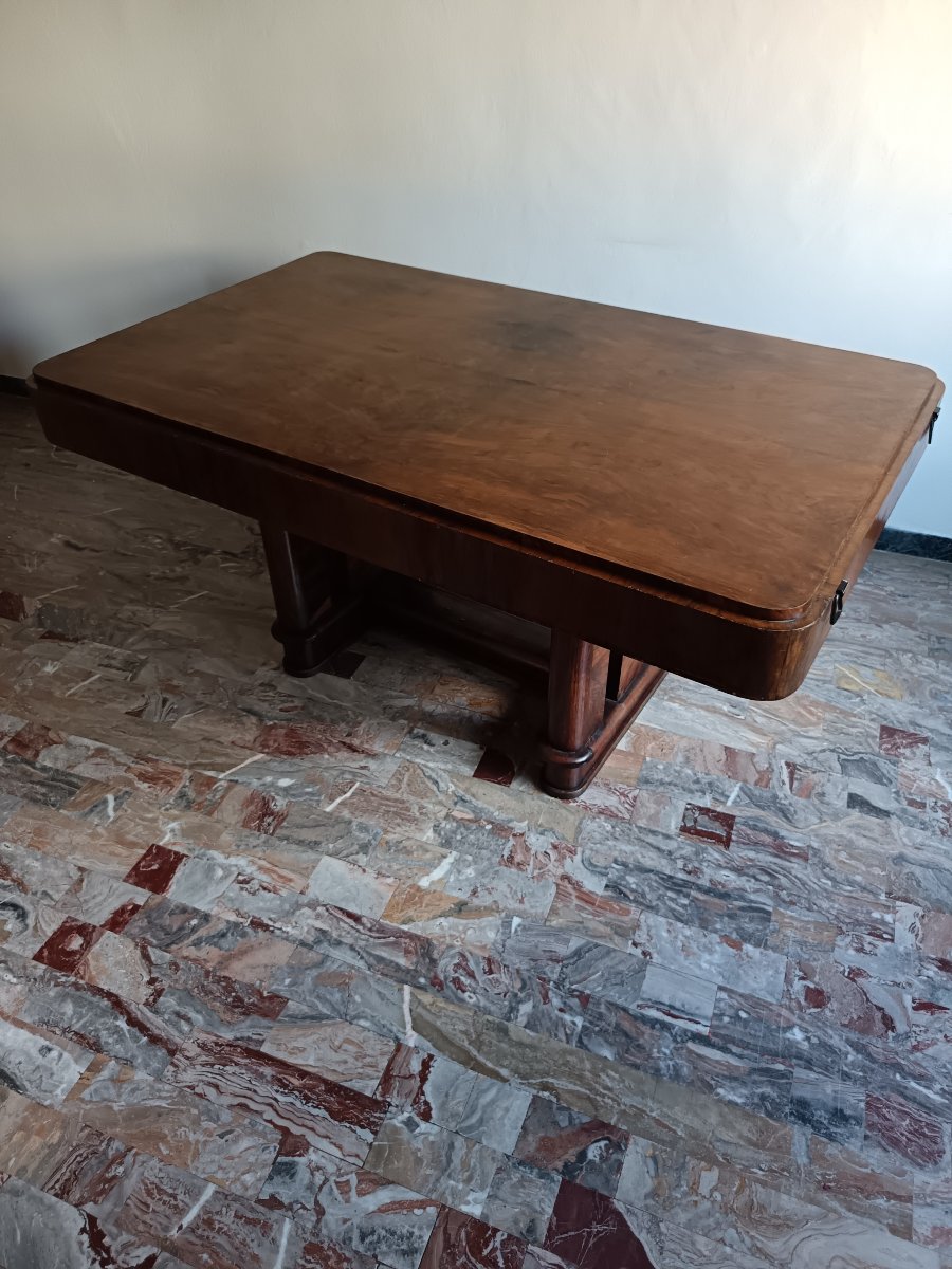 Tavolo razionalista 1940 italiano in noce Art Decò