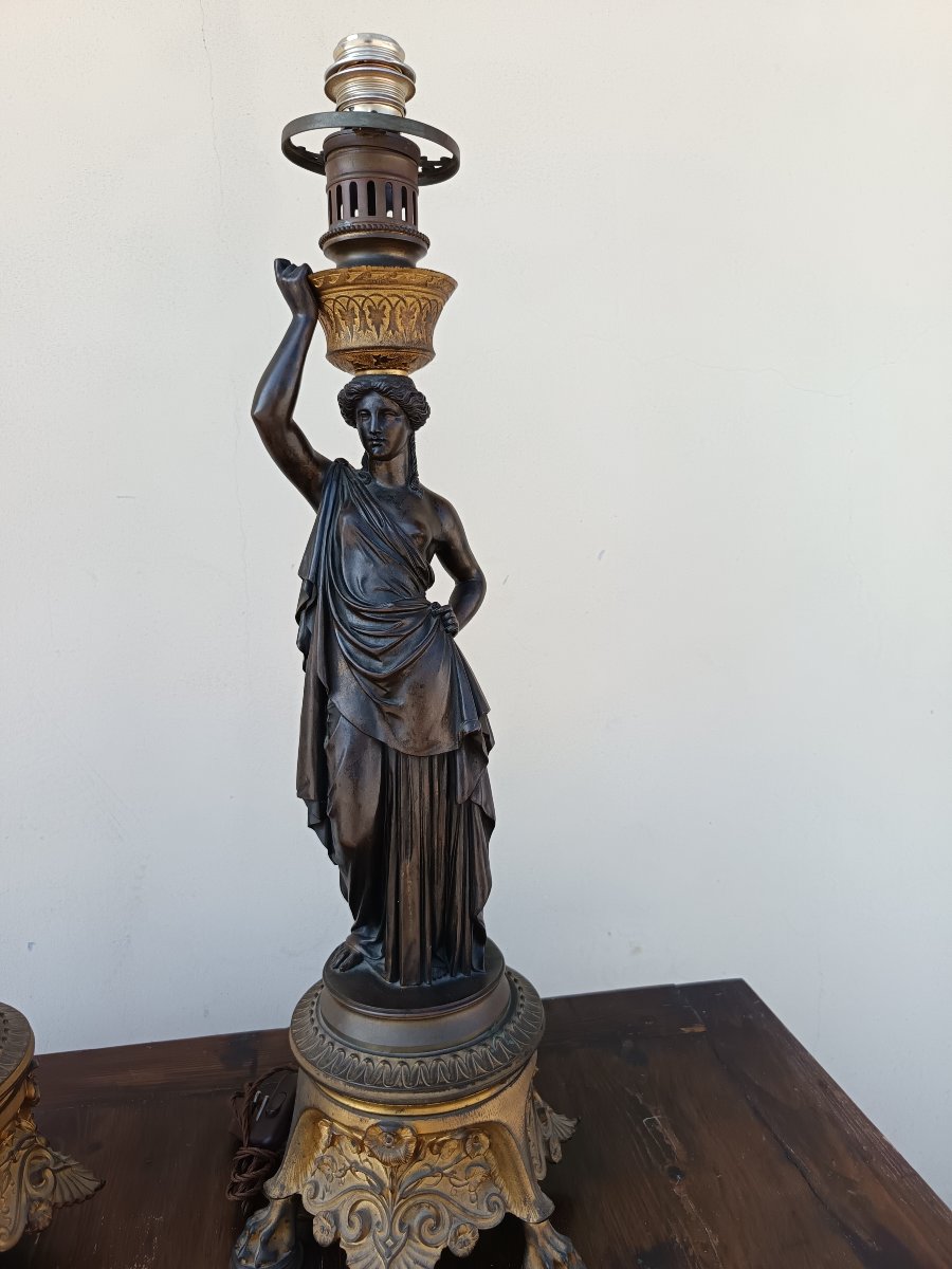 Coppia Lampade in bronzo 1790/1800 Parigi-photo-4