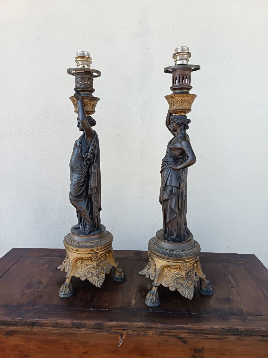 Coppia Lampade in bronzo 1790/1800 Parigi-photo-1