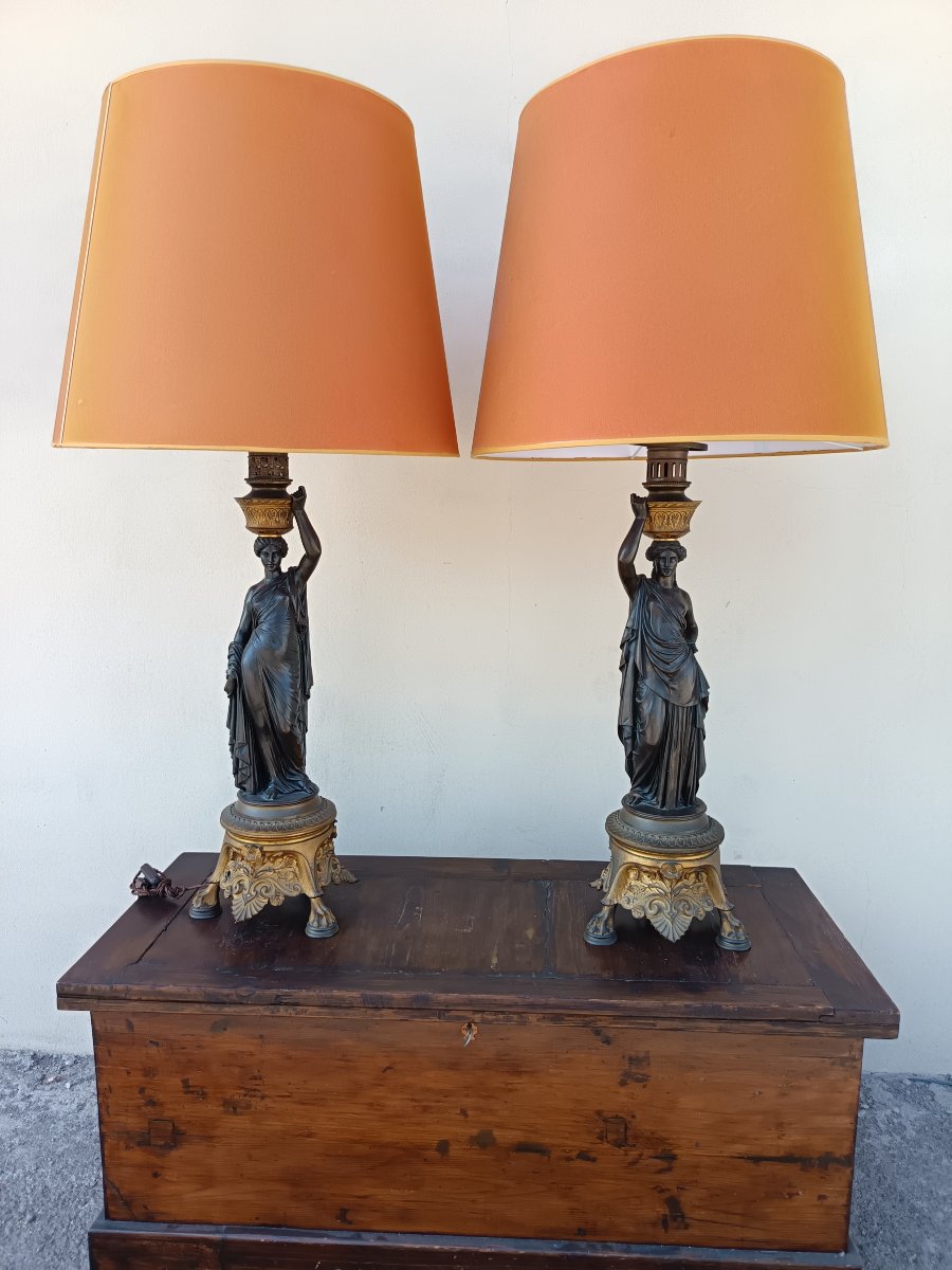 Coppia Lampade in bronzo 1790/1800 Parigi