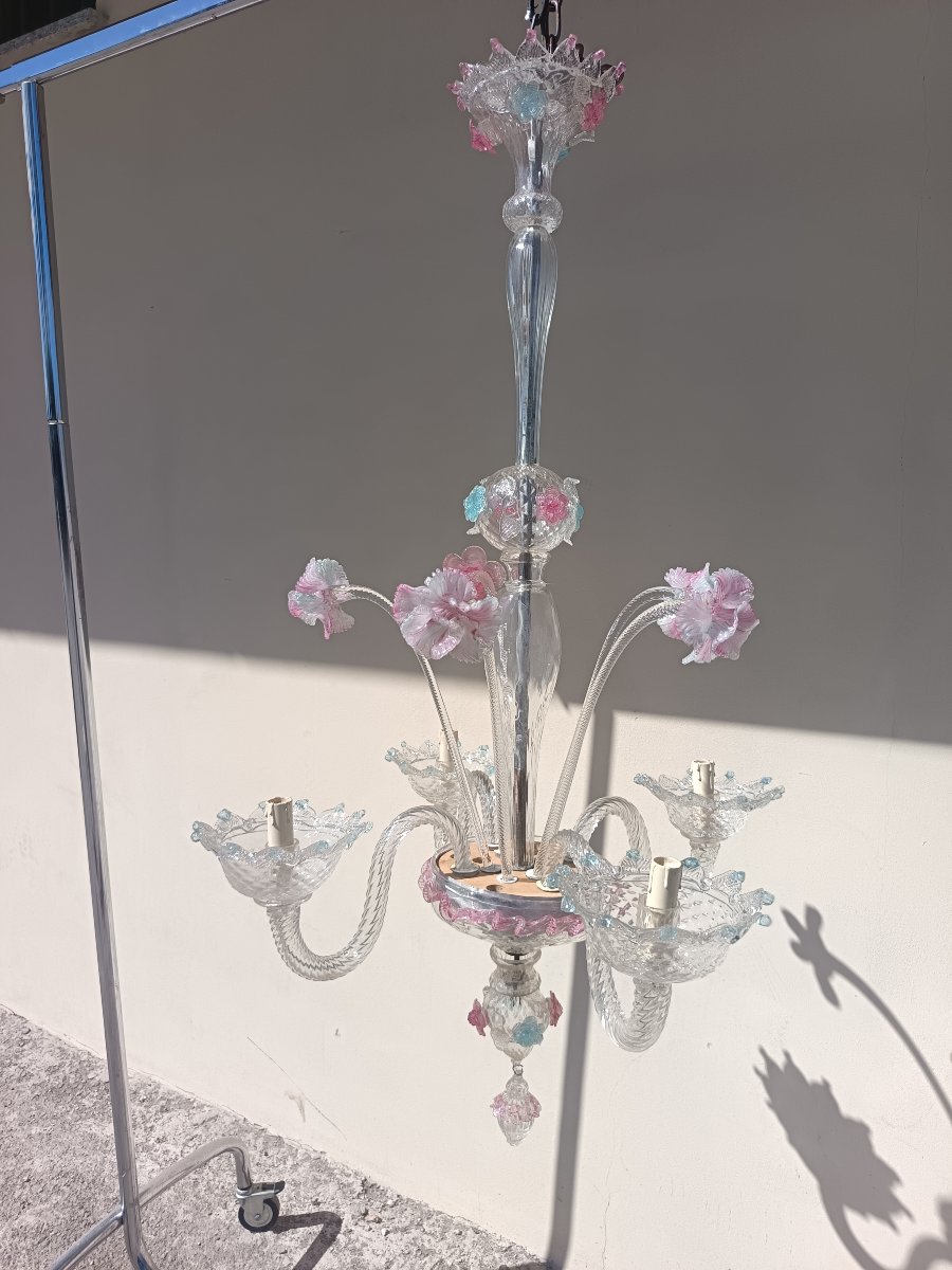 Lampadario in vetro soffiato primi 900 Murano-photo-2