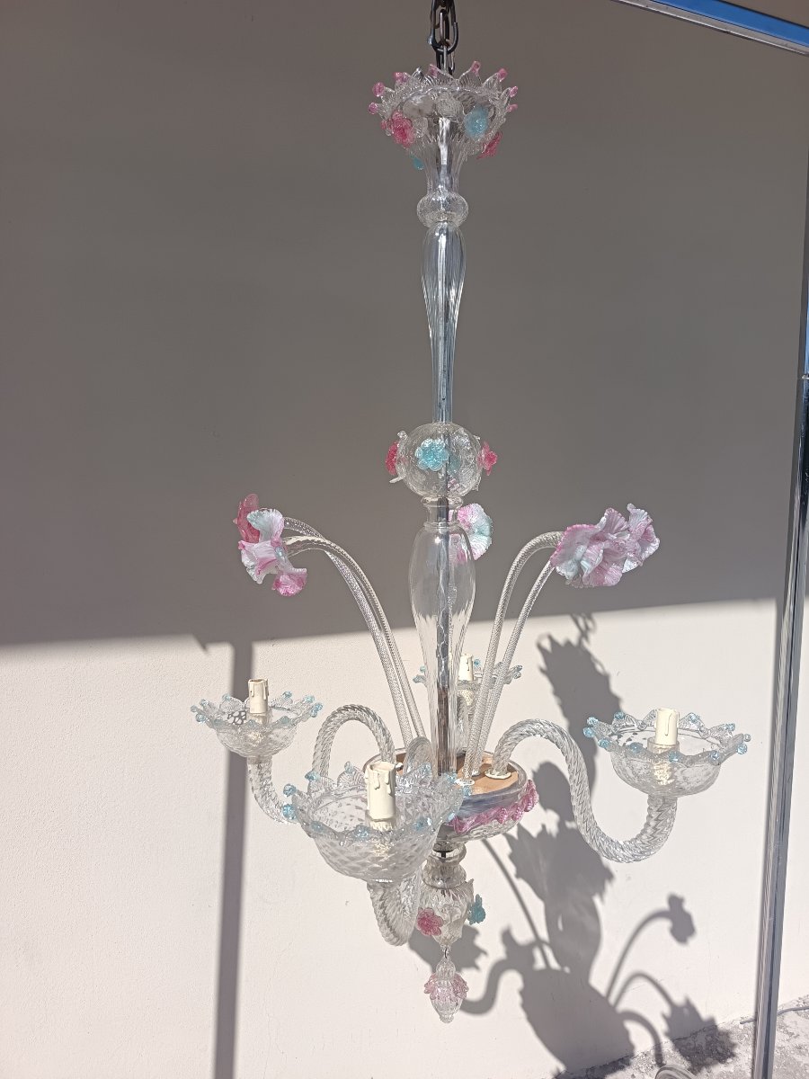 Lampadario in vetro soffiato primi 900 Murano-photo-3