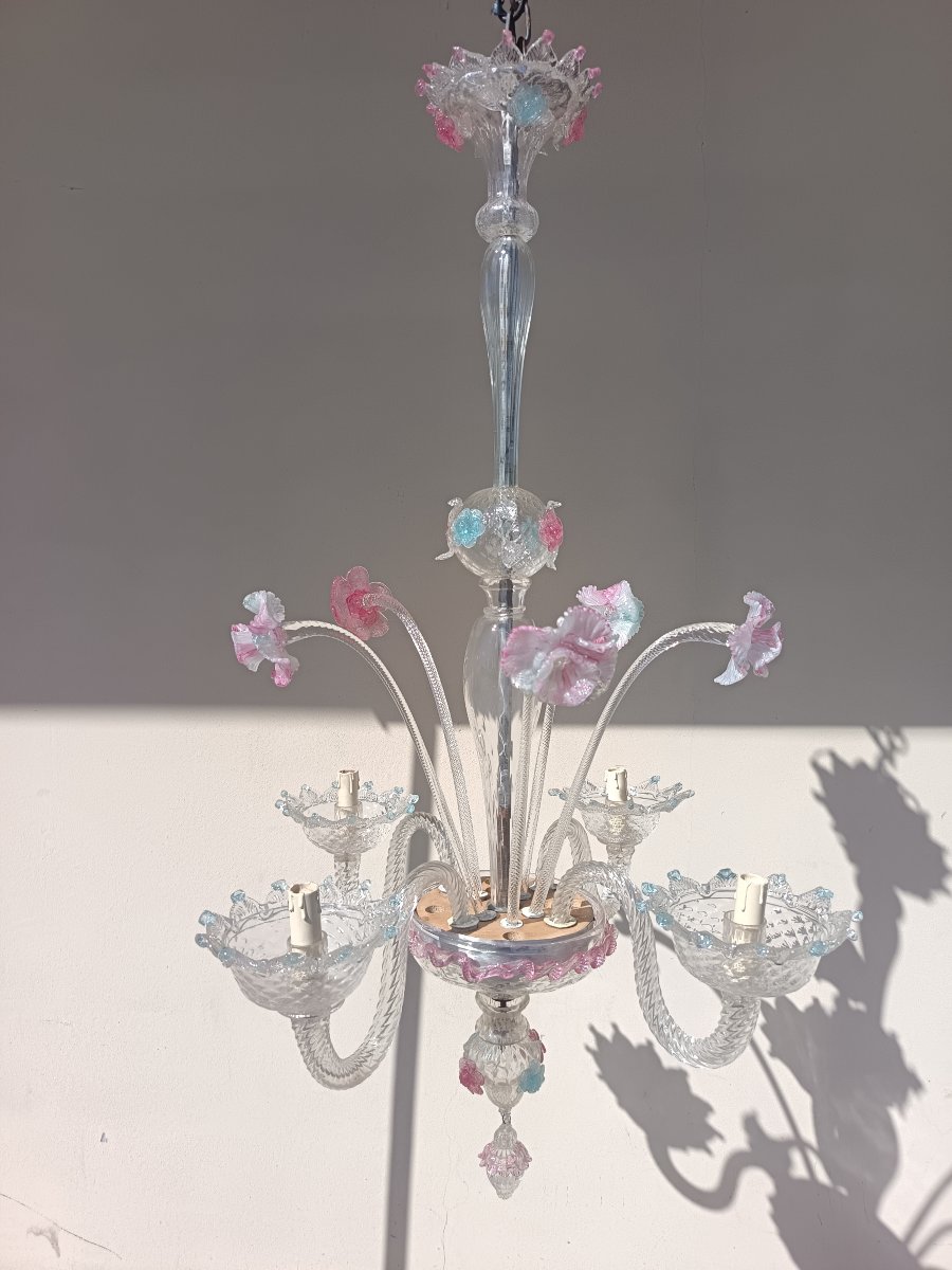 Lampadario in vetro soffiato primi 900 Murano