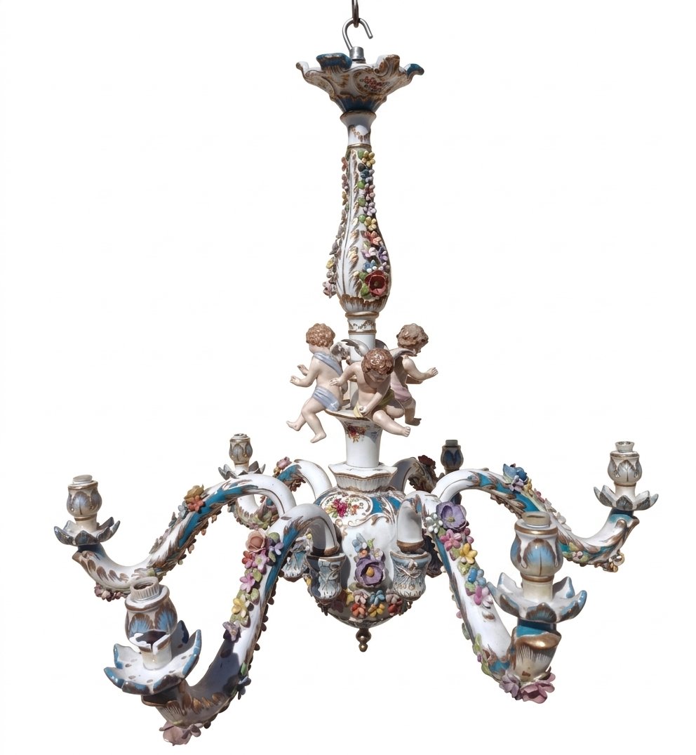 Lampadario Meissen fine 800 ceramica