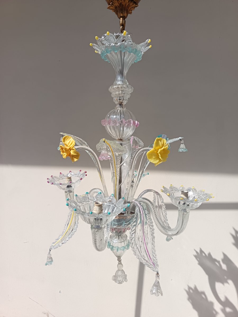 Lampadario Veneziano in vetro soffiato 1920-photo-2
