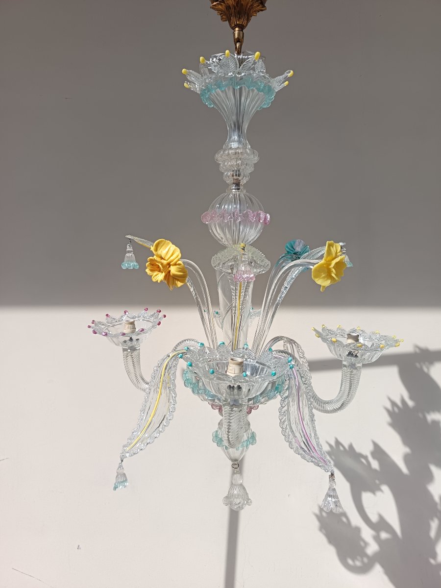 Lampadario Veneziano in vetro soffiato 1920-photo-3