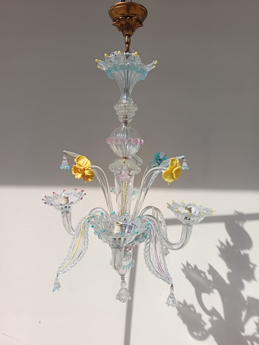 Lampadario Veneziano in vetro soffiato 1920-photo-3