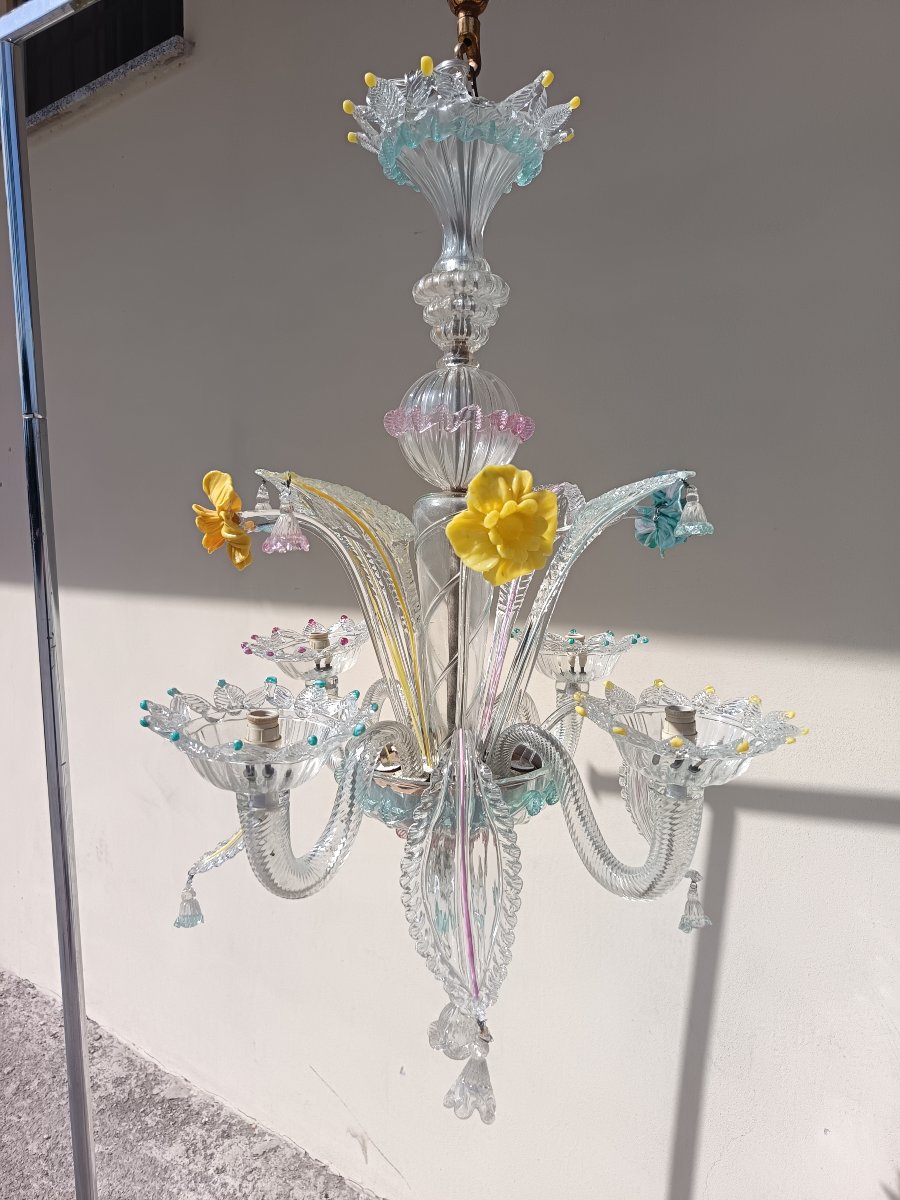 Lampadario Veneziano in vetro soffiato 1920