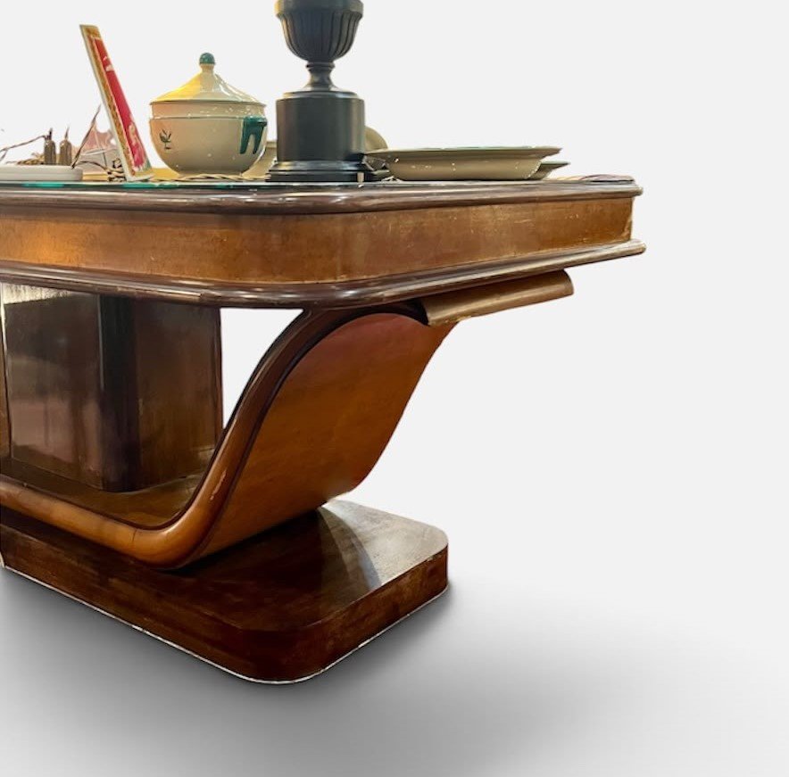 Tavolo 1940 in olmo e palissandro alto design-photo-4