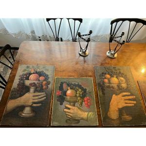 Olio su pannello trittico di mani 1950