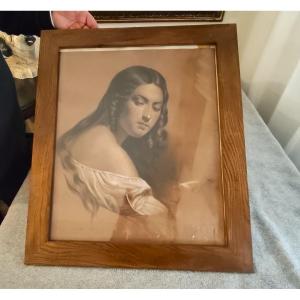 Olio su carta epoca fine XIXsec la donna popolana