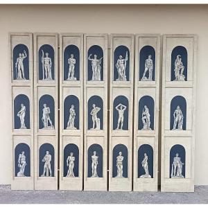 7 Pannelli da parete boiserie laccato 1940 discipline sportive