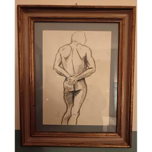 Coppia di disegni nudo uomo del 900
