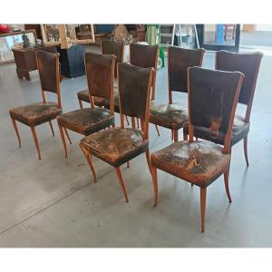 8 sedie seduta in pelle del 1930/40 Osvaldo Borsani