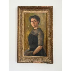Olio su tela fine 800 attr scuola Giovanni Boldini- Nobildonna