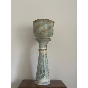 Colonna e portavaso argilla dipinta America 1910-20