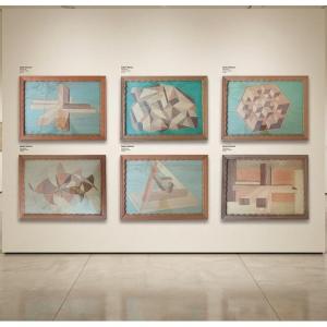 6 pannelli da boiserie intarsiati periodo Futurista 1940