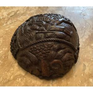 Carved Half Coconut, Exotic Work Of Convicts Or Revolutionary Prisoners 