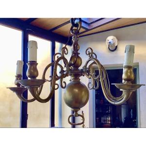 Dutch Bronze Chandelier, Early 19th Century