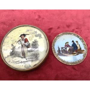 55_ Cardboard Candy Box Decorated With A Fixed Glass Plate, And Another Fixed Plate