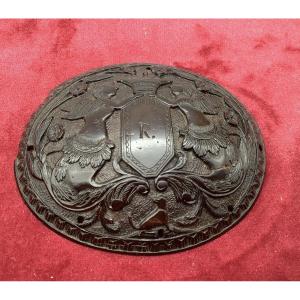 Oval Carved Coconut Plaque 