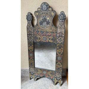 Small Painted Wood Oriental Miroir 