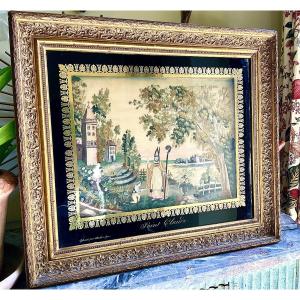Embroidery Under Glass Eglomisė In Chenille Stitch Representing Saint Claude
