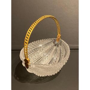 Rare Basket Cup In Cut Crystal And Chiseled Gilt Bronze XIXth Charles X Period.