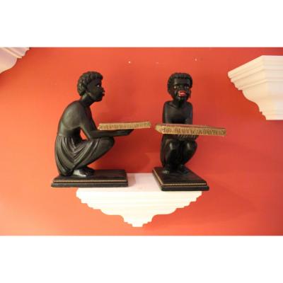 Pair Carved Nubians. XIX .epoque Napoleon 3