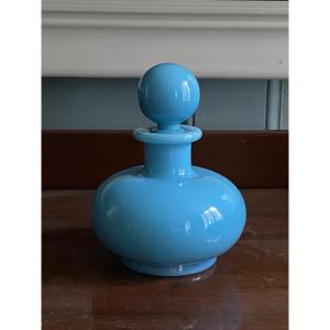 Turquoise Opaline Glass Ball On A Flat Base, 19th Century, Charles X Period, Circa 1820.